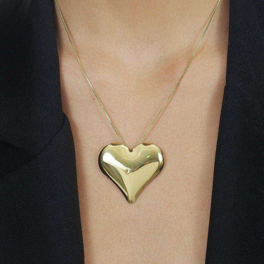 Colar Dourado de Coração Liso - Galeria
