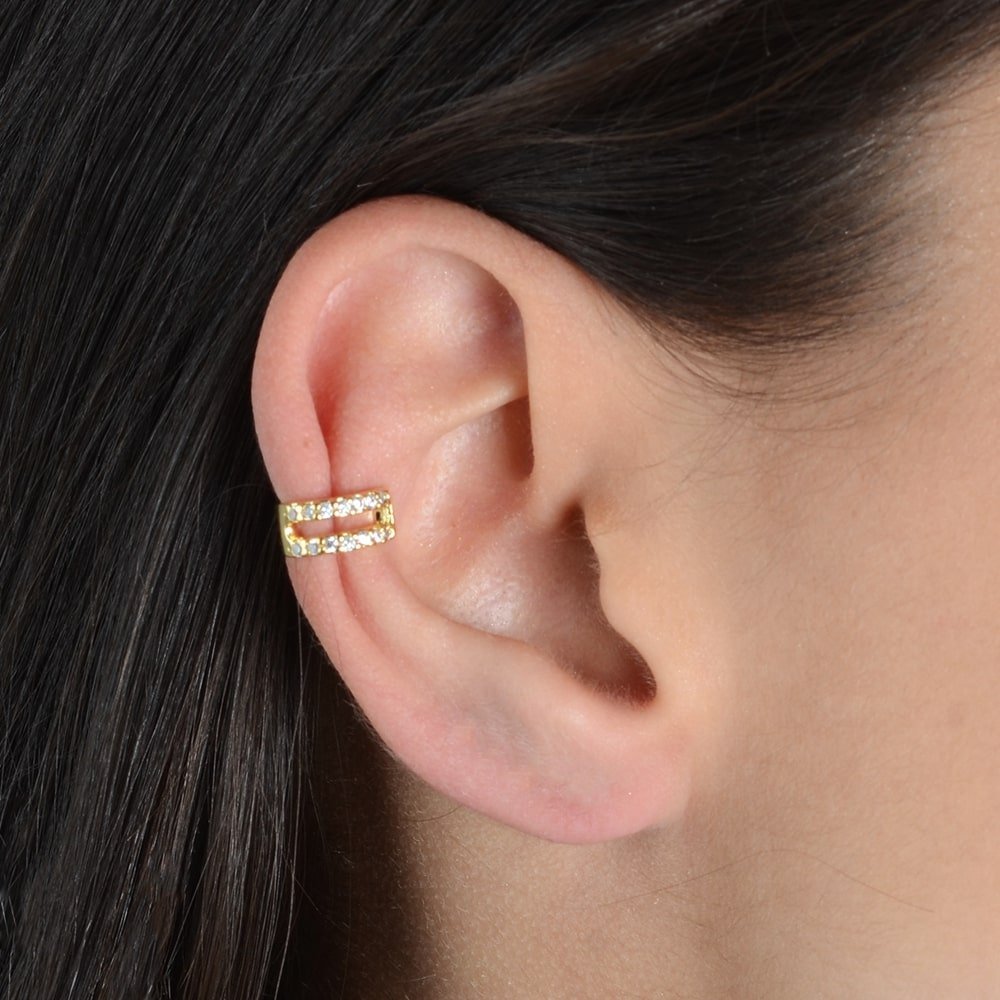 Piercing Dourado de Pressão com 14 Pedras de Zircônia - Galeria