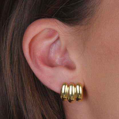 Brinco Dourado Concha Três Argolas - Galeria