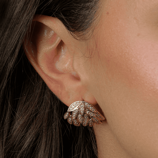 Brinco Dourado de Folhas Cravejado de Zircônias - Galeria