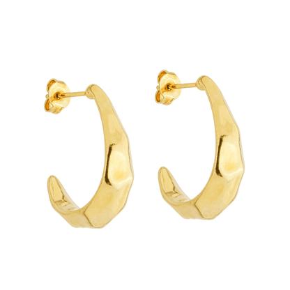 Brinco Dourado Formato Argola com Texturas Retas