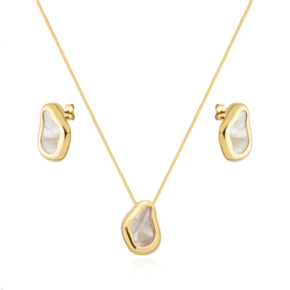 Conjunto Dourado Formato Orgânico Madrepérola