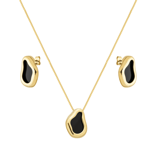Conjunto Dourado Formato Orgânico Preto