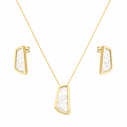 Conjunto Dourado Estilo Orgânico Madrepérola
