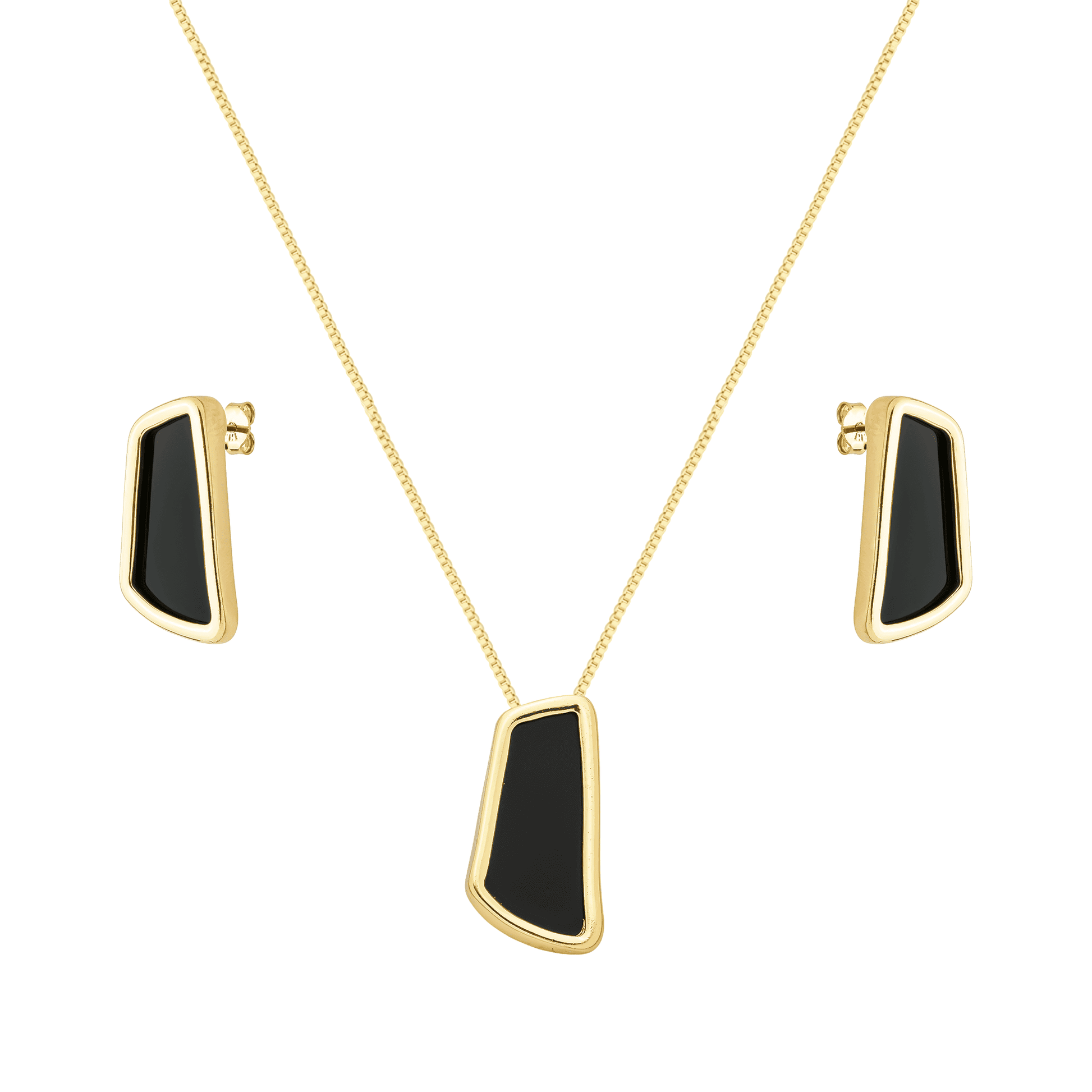 Conjunto Dourado Estilo Orgânico Preto