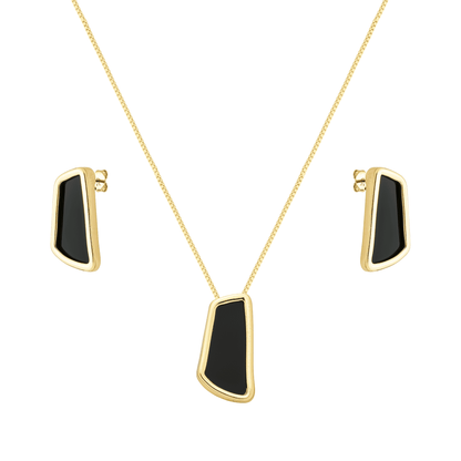 Conjunto Dourado Estilo Orgânico Preto