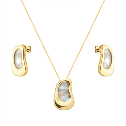 Conjunto Dourado Orgânico Madrepérola
