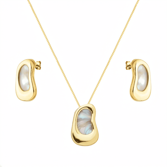 Conjunto Dourado Orgânico Madrepérola