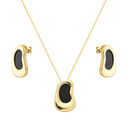 Conjunto Dourado Orgânico Preto