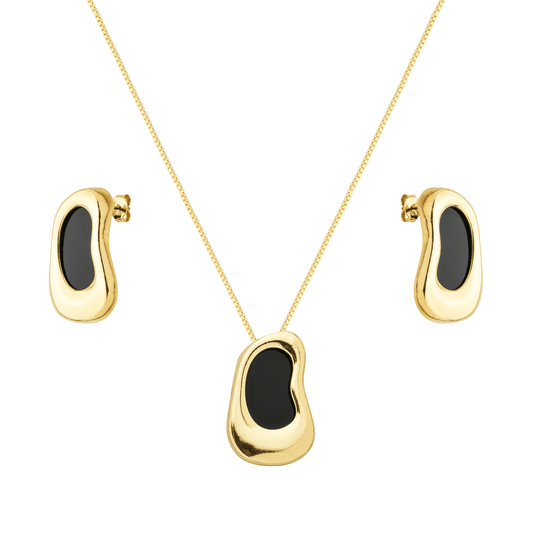 Conjunto Dourado Orgânico Preto