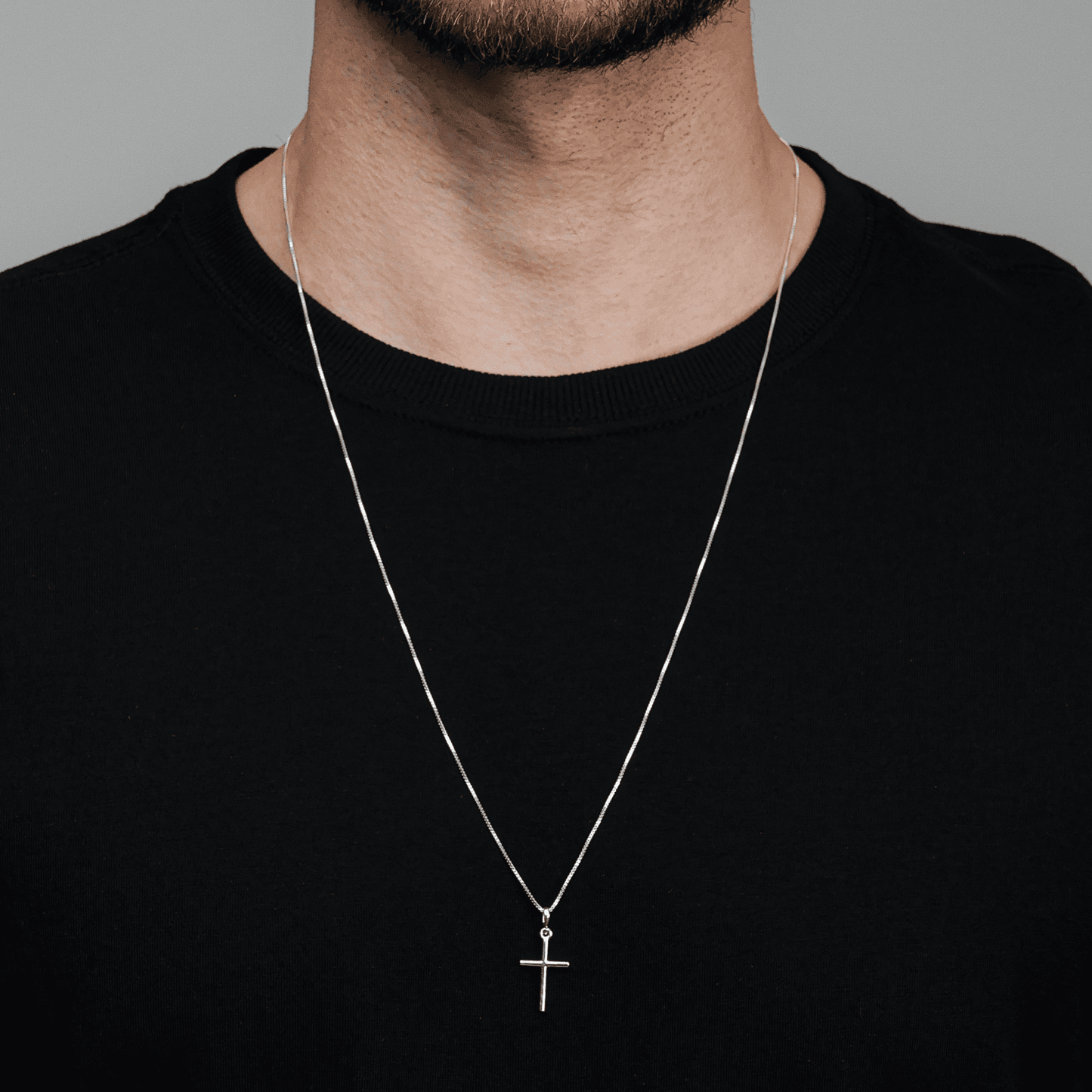 Colar Masculino 70cm de Cruz Lisa em Prata 925 - Galeria