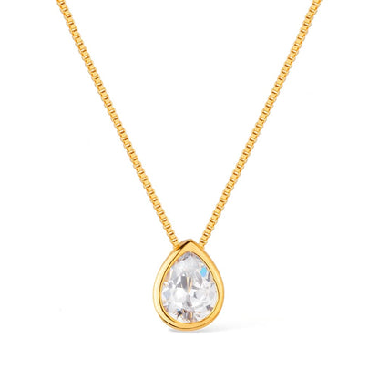 Colar Dourado de Gota em Zircônia