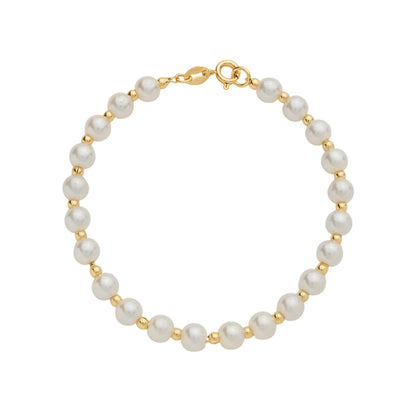 Pulseira Dourada de Pérolas e Bolinhas