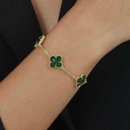Pulseira Dourada Trevos Zircônia Verde - Galeria